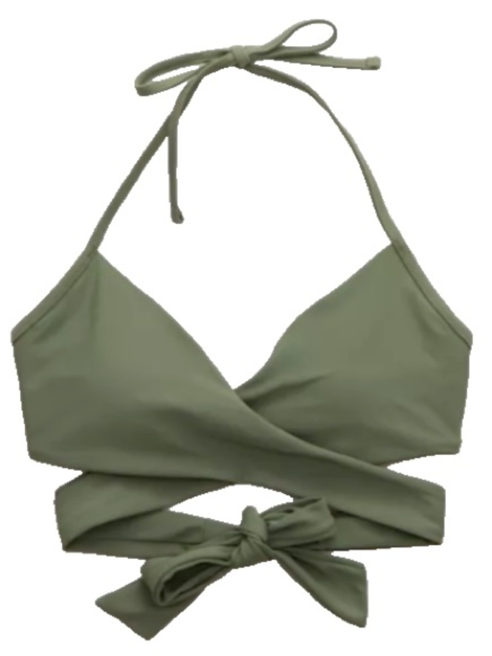 Aerie Olive Green Wrap Bikini Top XXS Halter Tie NWT